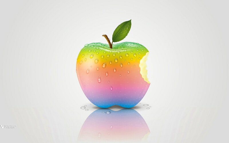 Rainbow Apple with Bite — Clean, Digital Art