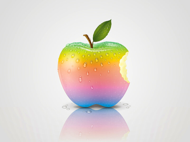 Rainbow Apple with Bite — Green