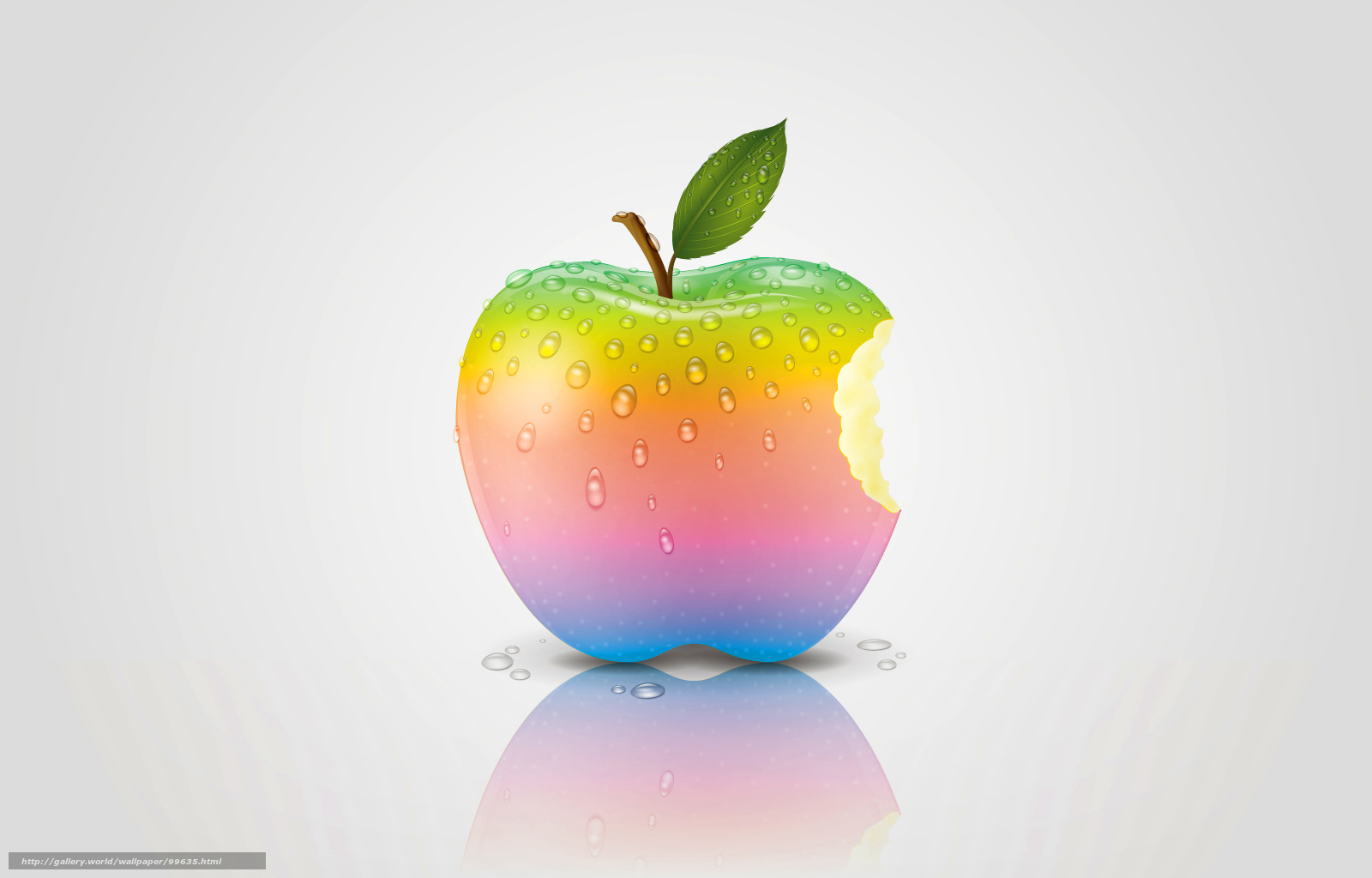 rainbow apple with bite