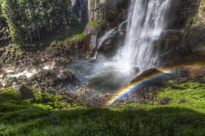 Rainbow at Waterfall Base