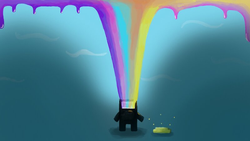 rainbow beam from character