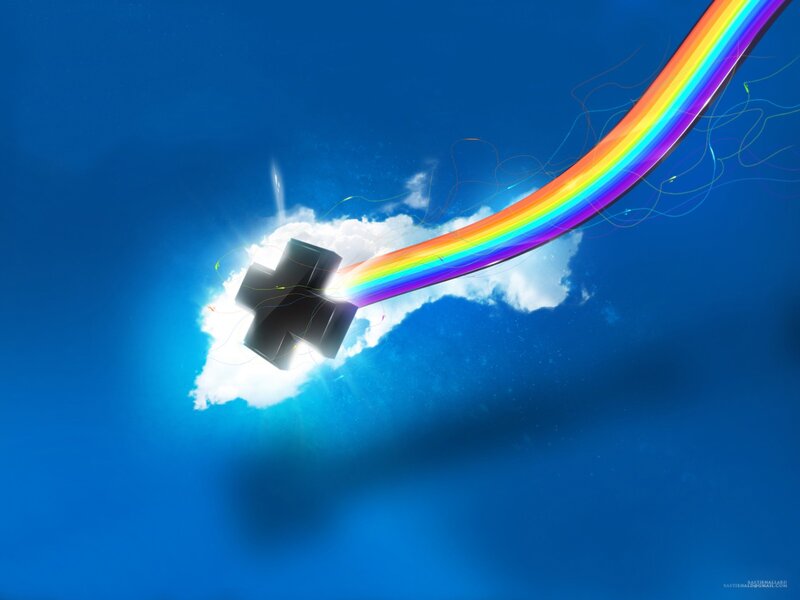 Rainbow beam from cloud