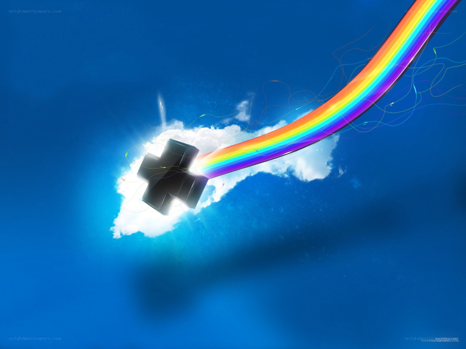 Rainbow beam from cloud