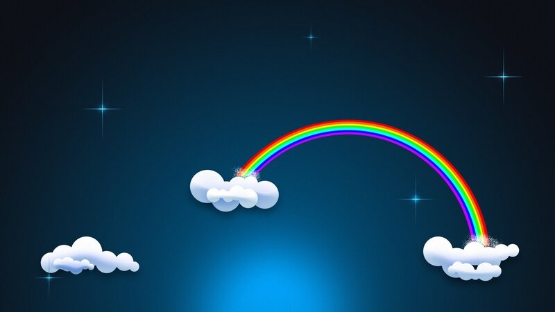 rainbow between clouds