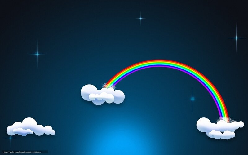 Rainbow Between Clouds — Blue, Serene