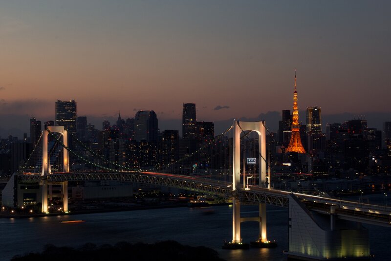 Rainbow Bridge at Dusk — Dark Blue
