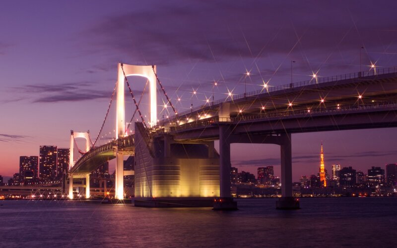 Rainbow Bridge at Dusk — Purple, Serene