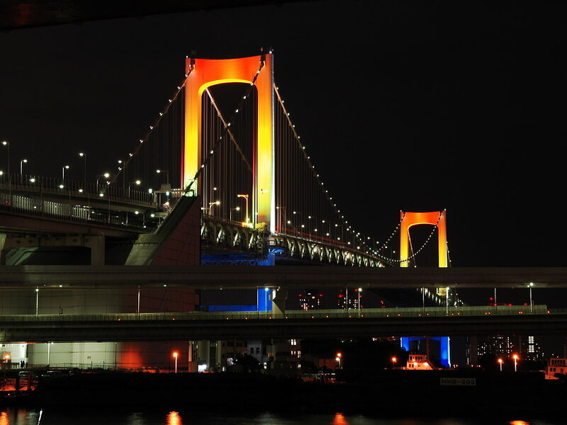 Rainbow Bridge at night