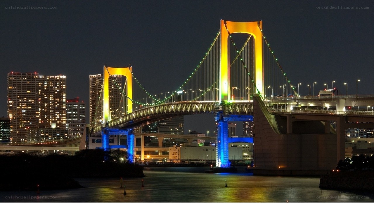 Rainbow Bridge at night