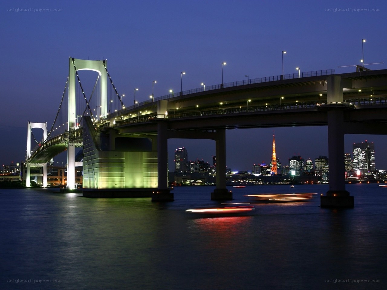 Rainbow Bridge at night