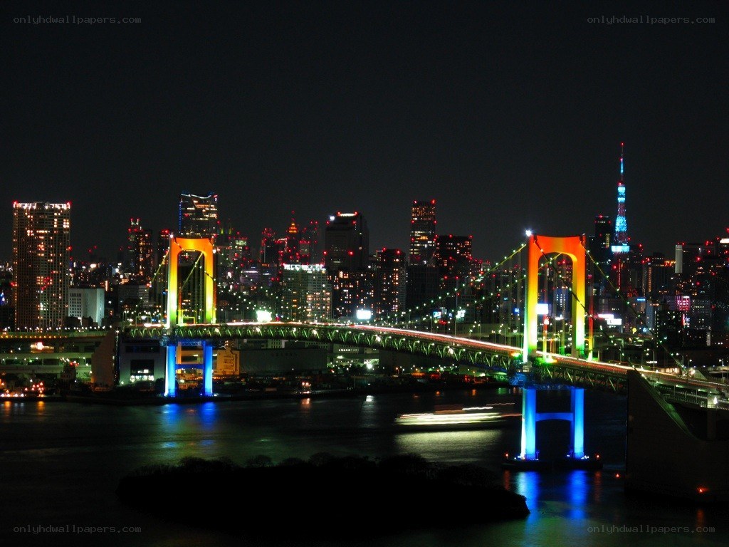 Rainbow Bridge at night