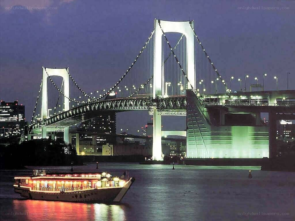 Rainbow Bridge at night