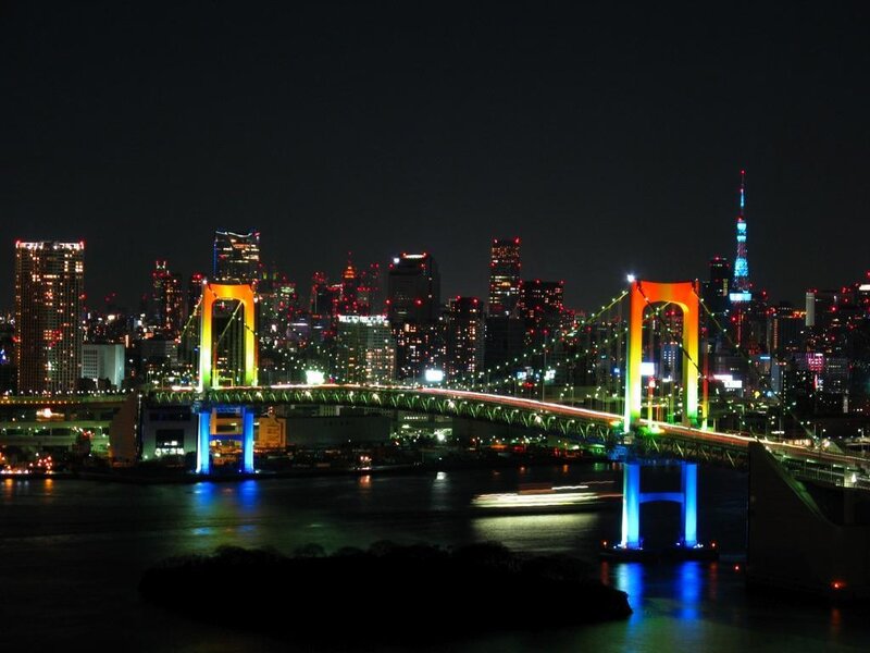 Rainbow Bridge at night