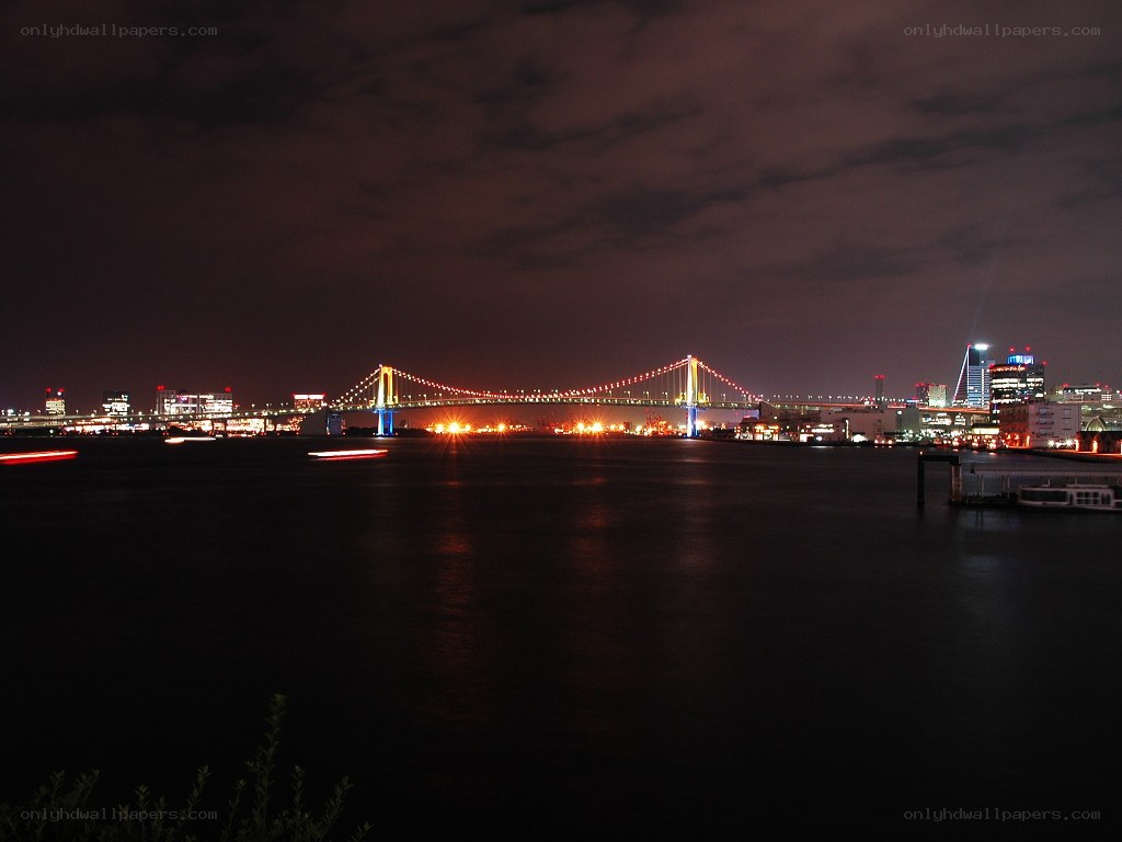 Rainbow Bridge at night