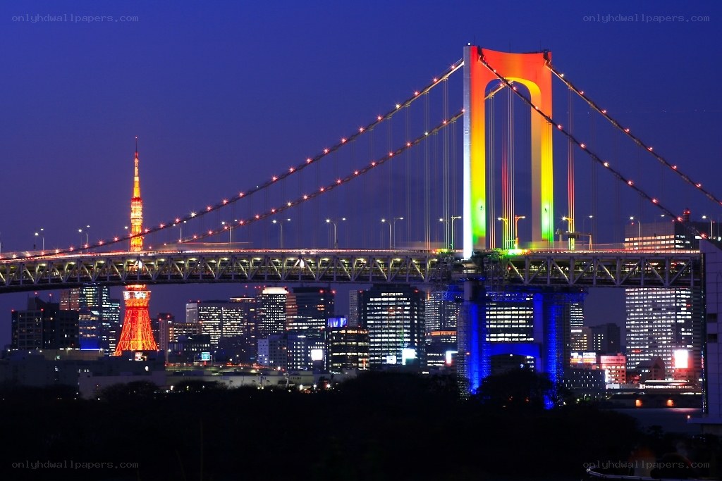 Rainbow Bridge at night
