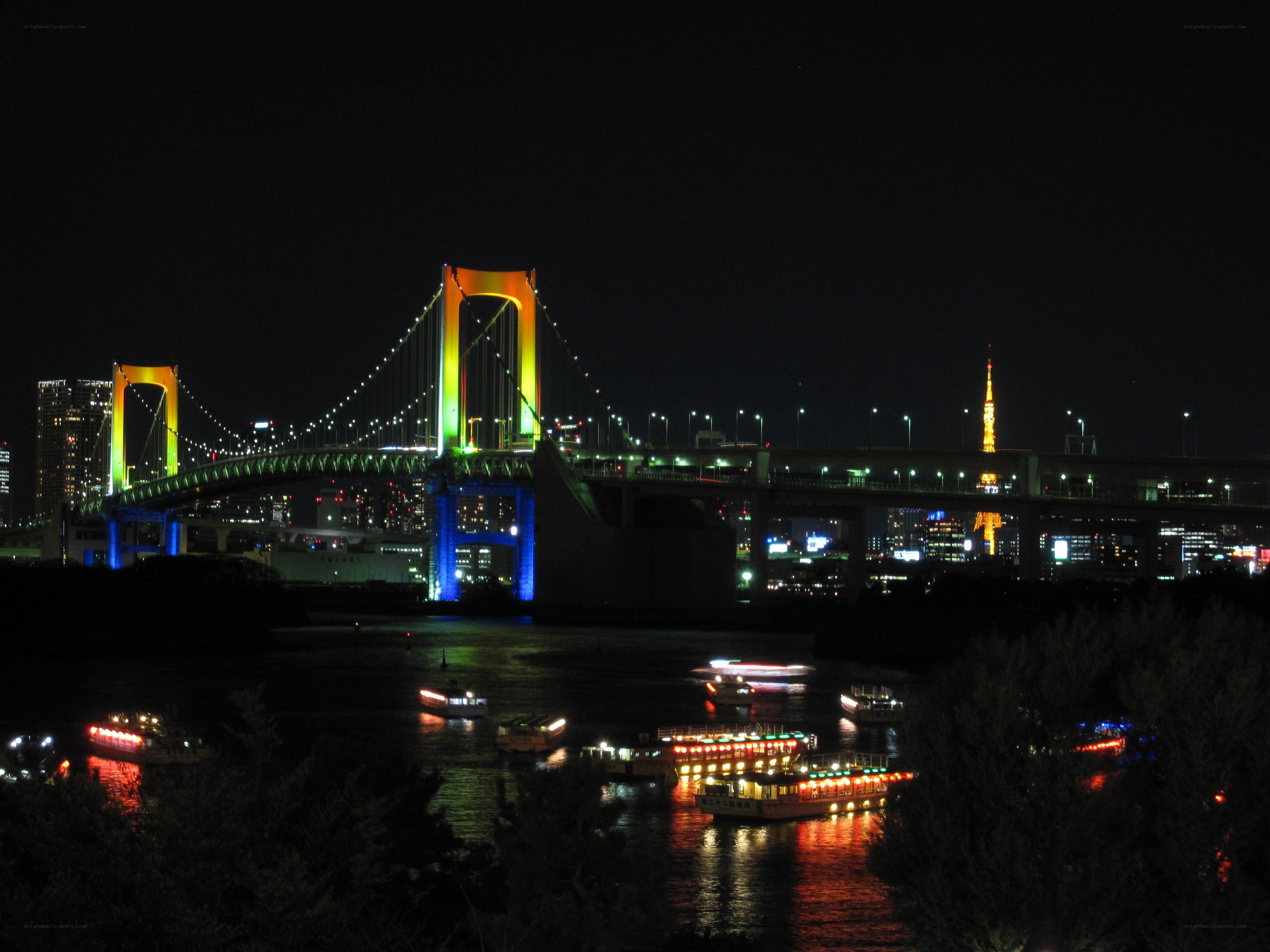 Rainbow Bridge at night
