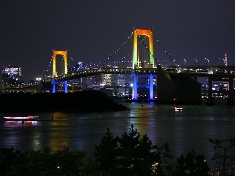 Rainbow Bridge at night
