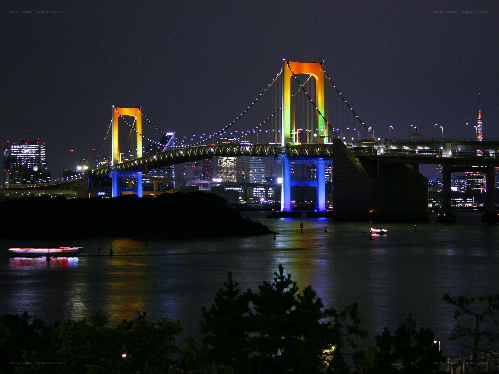 Rainbow Bridge at night