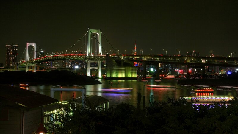 Rainbow Bridge at Night — Black, Dark