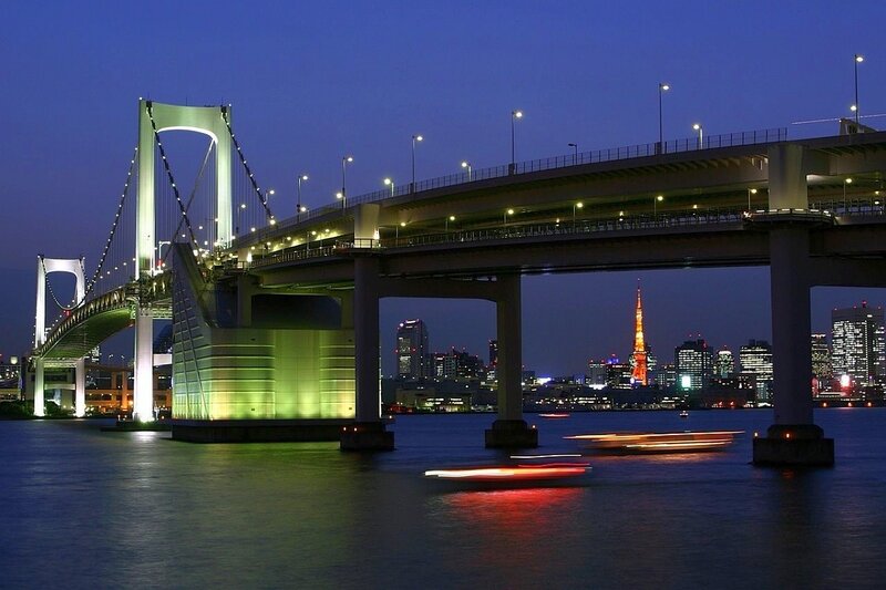 Rainbow Bridge at Night — Blue