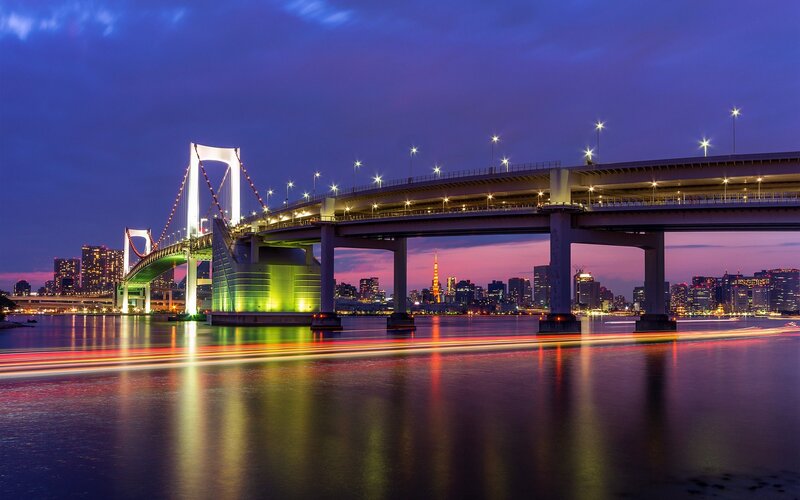 Rainbow Bridge at Night — Purple, Dramatic