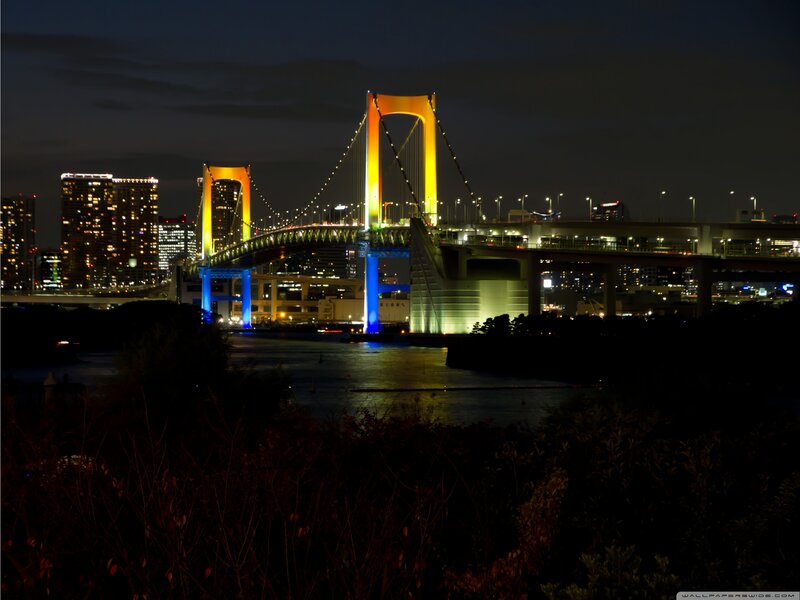 Rainbow Bridge at Night — Yellow
