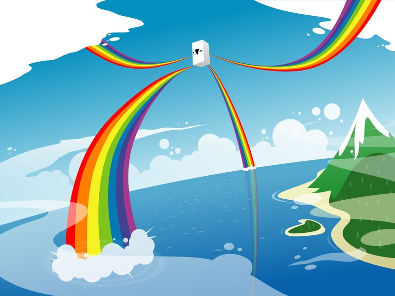 Rainbow bridge to a cube