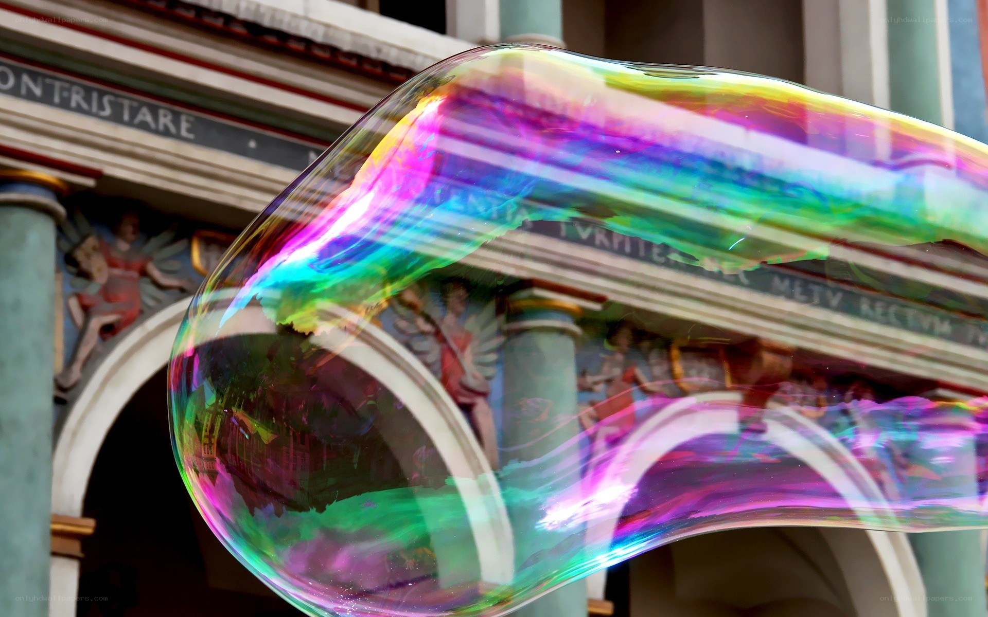 Rainbow bubble over historic building