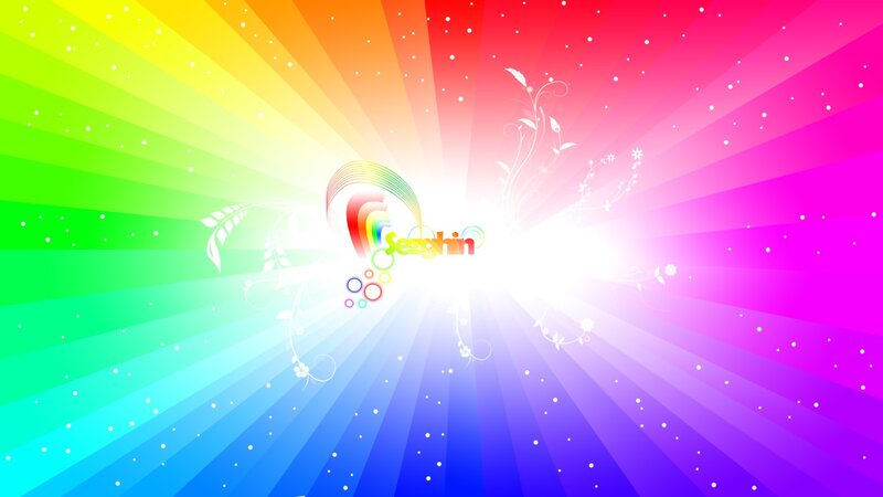 rainbow burst with floral design