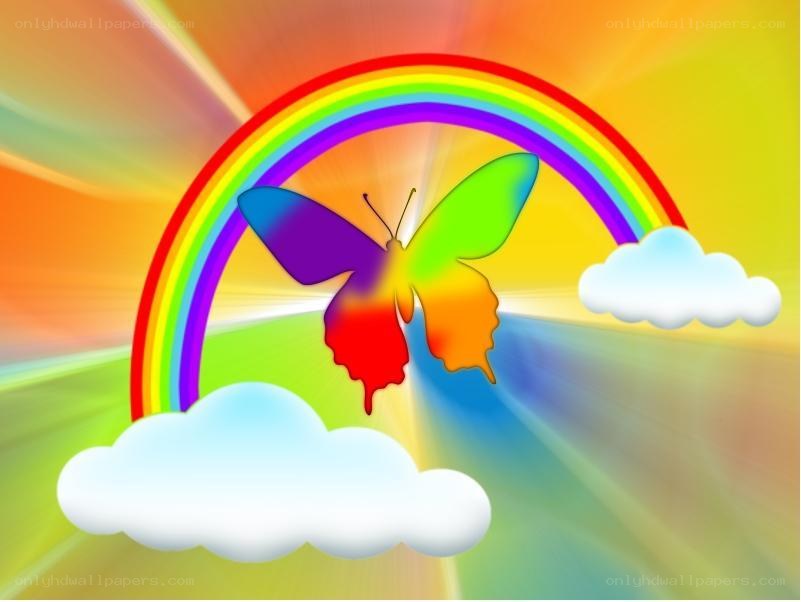 Rainbow butterfly in sky