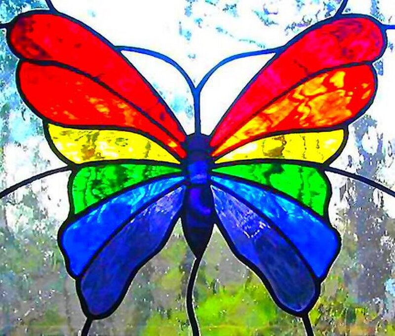 Rainbow Butterfly Stained Glass
