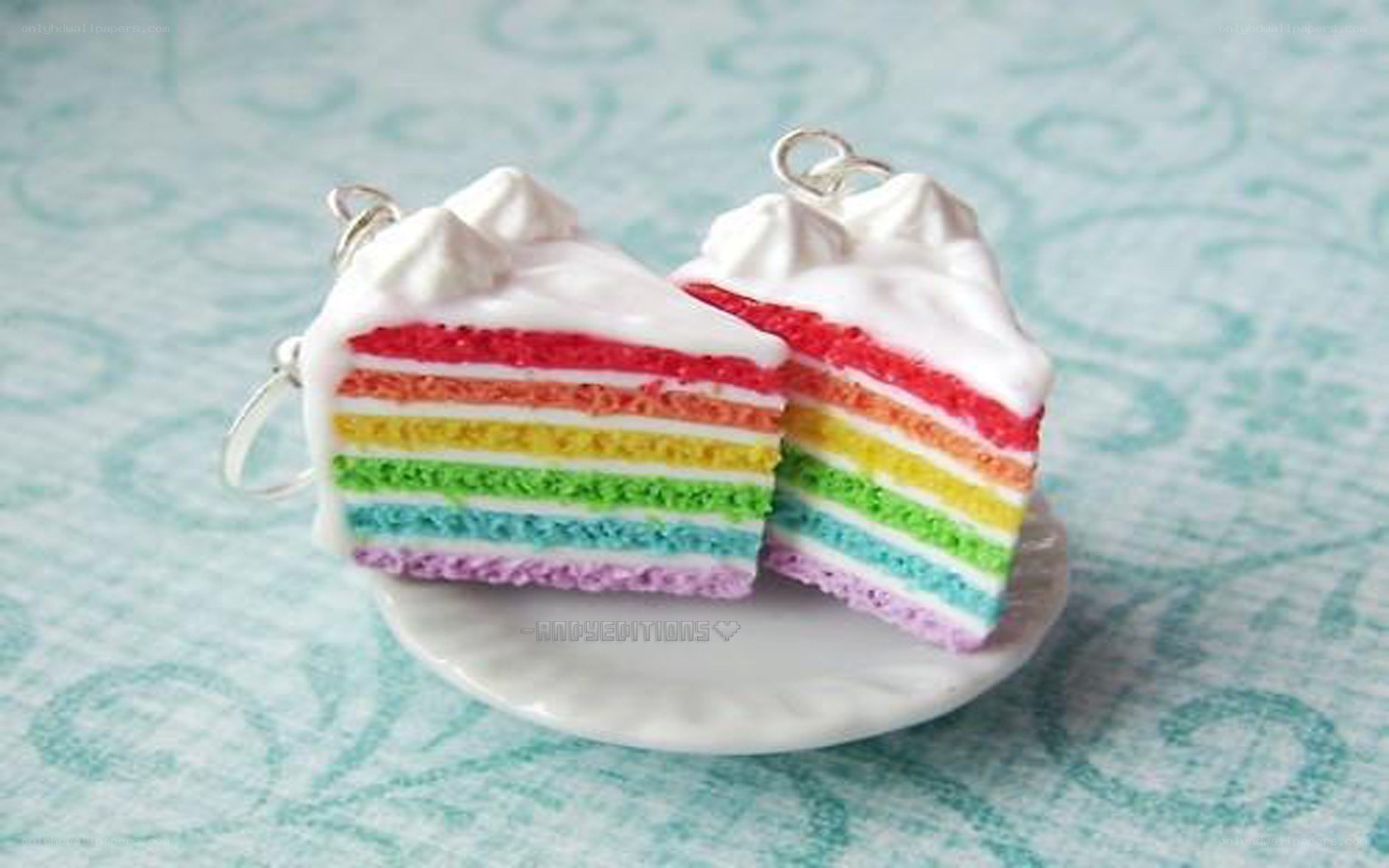 Rainbow cake slice charms