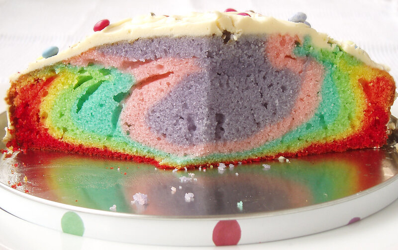 rainbow cake slice