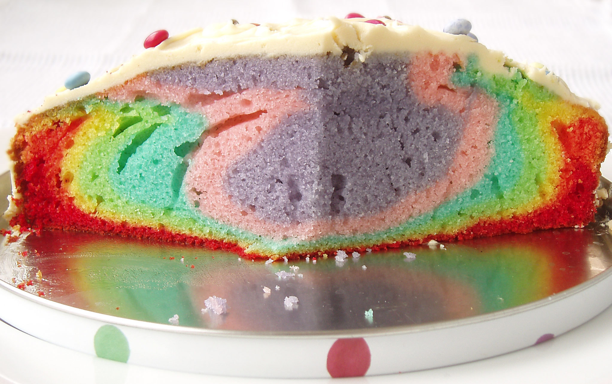 rainbow cake slice