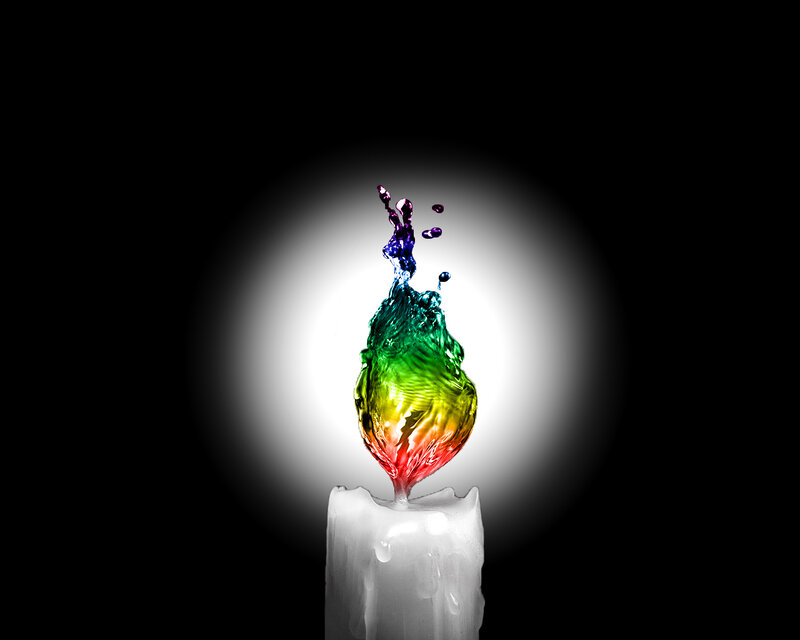 rainbow candle flame