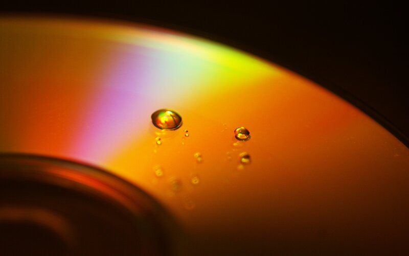 Rainbow CD with water droplets