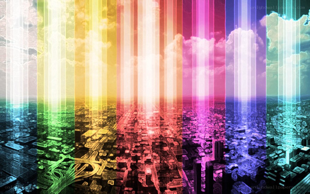 rainbow cityscape abstract