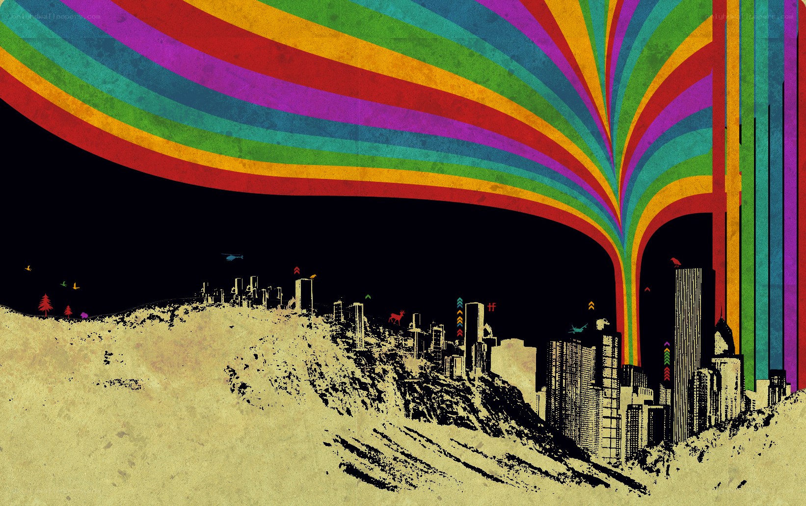 Rainbow cityscape art