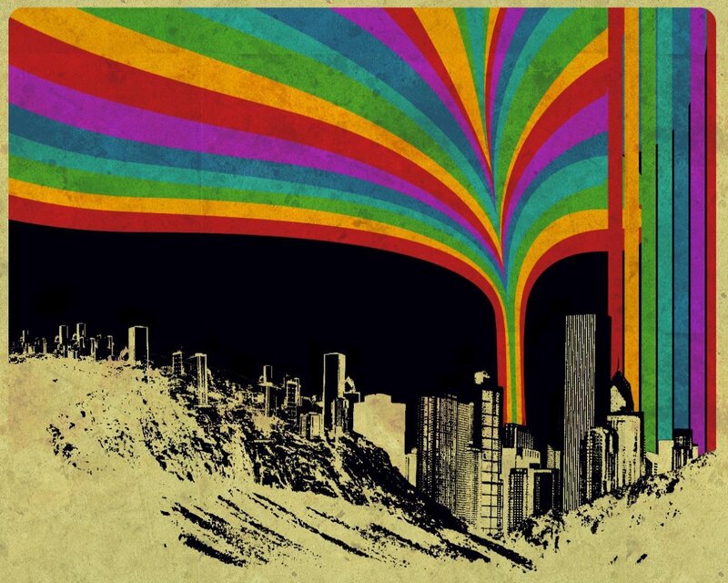 Rainbow cityscape art