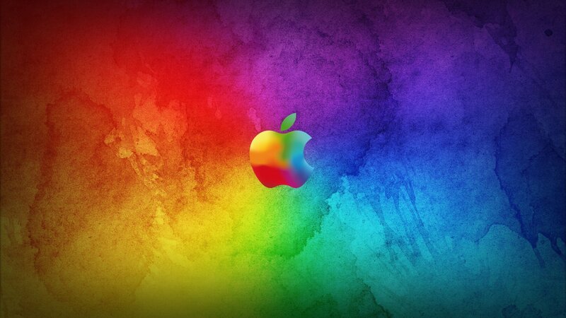 Rainbow-colored Apple Logo — Red