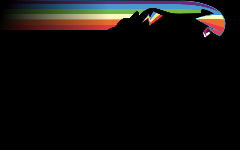 Rainbow-colored bird silhouette