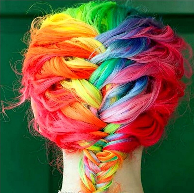 Rainbow-colored Braided Hair