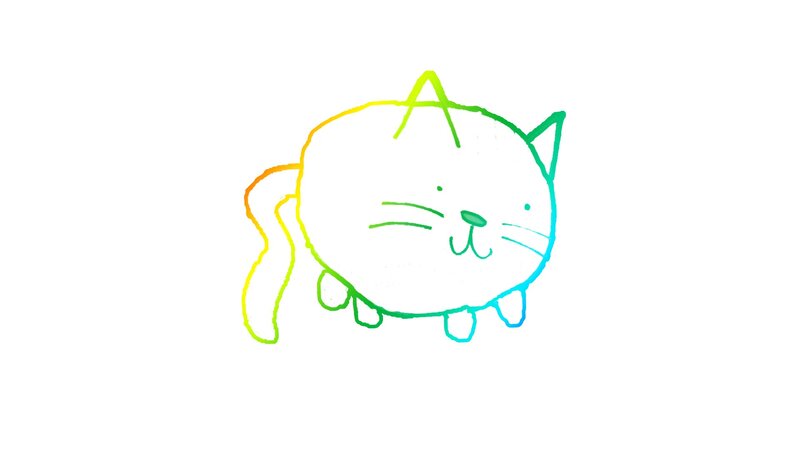 Rainbow-colored Cat Drawing