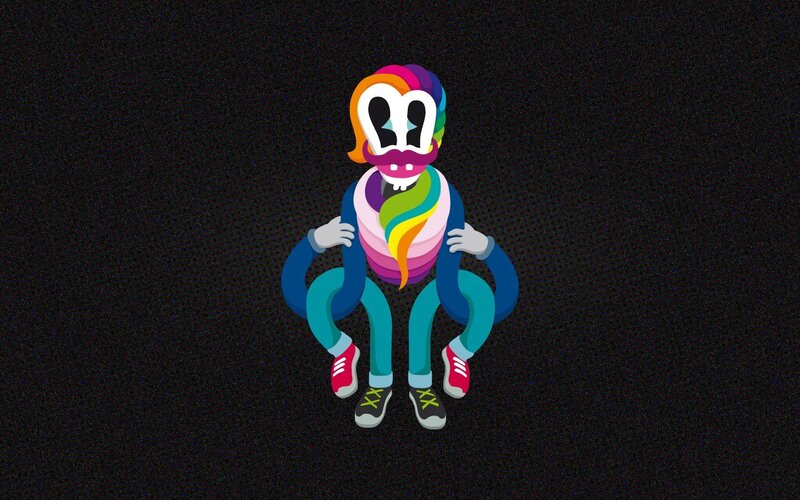 Rainbow-colored Character — Black