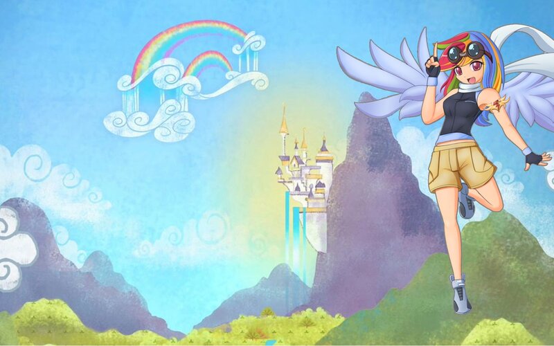 rainbow-colored character with wings