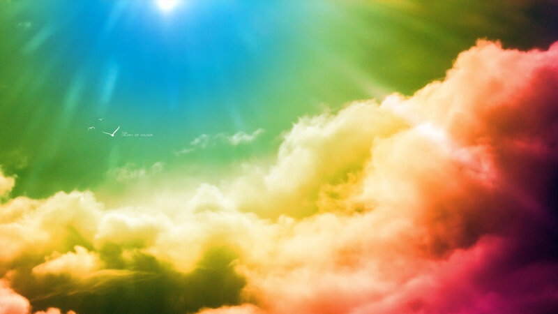 Rainbow-colored Clouds — Blue, Dramatic
