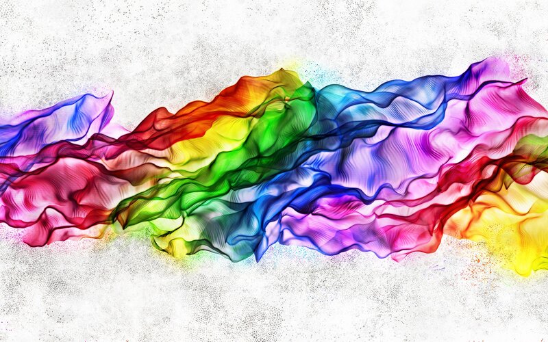 Rainbow-colored Fabric Waves — Red