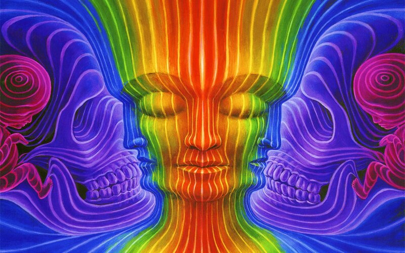 Rainbow-colored Face — Blue, Psychedelic, Digital Art