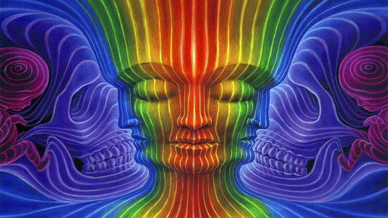Rainbow-colored Face — Blue
