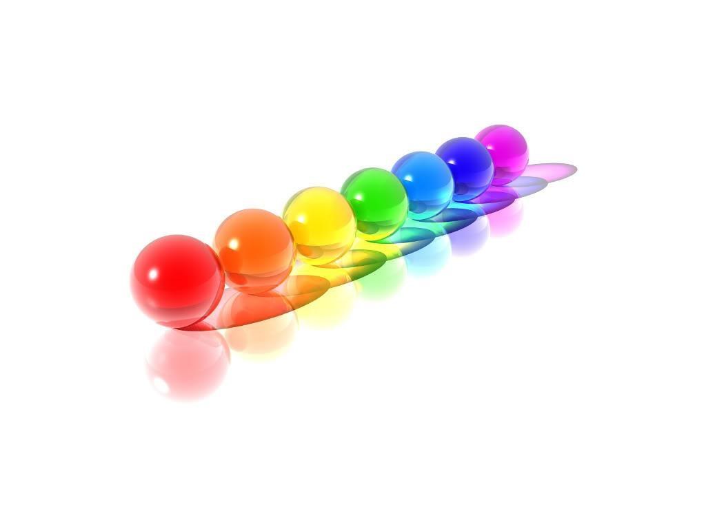rainbow colored glass spheres